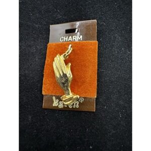 Vintage Gold Tone Prayer Hands Charm - Karen‎ NOS
